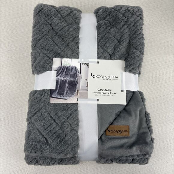 KOOLABURRA BY UGG PLUSH FAUX FUR TEXTURED THROW BLANKET CRYSTELLE 50 X 70 NWT - Picture 1 of 6